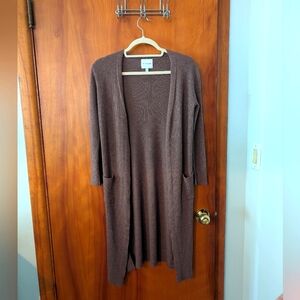 Brown Open-Front Cardigan